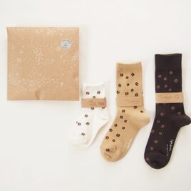 （3足セット）コーヒー豆靴下:かぞく一緒がうれしいね。お揃い靴下