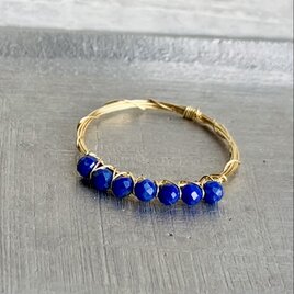 ラピスラズリ2mm ×7 /リング /k14gf  シルバー  ピンクゴールド