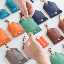 お守り袋 S M L 3サイズ マルゴー革×ヌメ革 レザー お守りケース 御守 お守り入れ キーホルダー