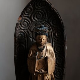 【特価15000円→8500円】味のあるお品物◆観音菩薩像　木仏　置物　インテリアオブジェ　仏教美術　骨董　antiques