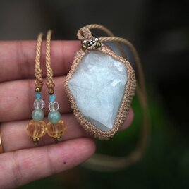 【Premium】スターローズクォーツとルビーのマクラメペンダント 星屑ピンク☆ローズルビー マクラメペンダント182 | iichi 日々