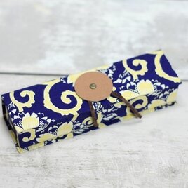 pen-case　mini [ 和柄青黄桜に渦 ]の画像