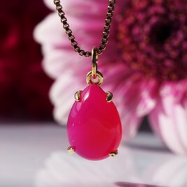 14KGF大粒アマゾナイトの極上マロンカットピアス ～青磁（せいじ