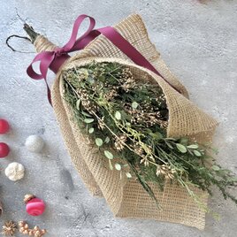 （選べる手書きタグ）プリザーブドグリーンのナチュラルスワッグ・ユーカリ/クリスマス
