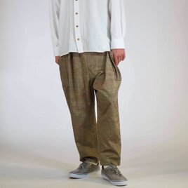 着物リメイク 一点物 ノラパンツ Noragiスタイル ユニセックス・ワイドシルエット テーパードパンツ エフォートレス 3L