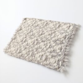 手紡ぎウールのポットマット・白《星》