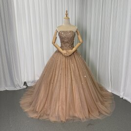 美品！ ブラウンカラードレス 前撮り 結婚式ドレス 2次会