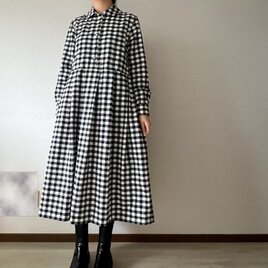 シックな丸襟ワンピース（キンガムチェック）