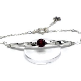 さくらインカット ブレスレット ガーネット/シルバー925/シルバーアクセサリー/和柄/着物/和風アクセサリー