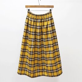 播州織 綿麻 ギャザースカート（ ギンガムチェック ）リネン 麻
