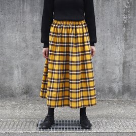 播州織 綿麻 ギャザースカート（ ギンガムチェック ）リネン 麻