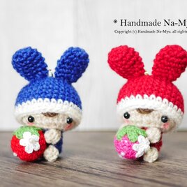 ベビーちゃん あみぐるみ 受注制作】あみぐるみ・ピンクカエルの着ぐるみベビーちゃん（S