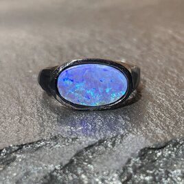 ボルダーオパール 3.1ct OV BK印台 シルバーSV925リング
