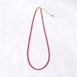 【K14gf】Colored Stone Plane Necklace／Garnet（High-grade）