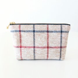 ポーチ 16cmファスナー チェック 格子柄 タッタソールチェック トラッド マチあり