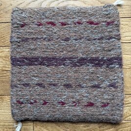 ウール手紡ぎ・手織り　チェアマット　トワイニング技法で　no5