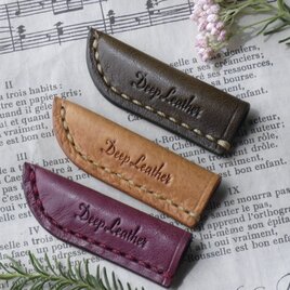 イタリア革の鉛筆キャップ／ペンシルキャップ／3個セット／紫・ライトブラウン・オリーブ