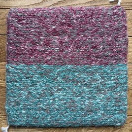 ウール手紡ぎ・手織り　チェアマット　トワイニング技法で　no6