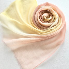 さらウール＊WOOLSILK＊珊瑚朱色×萱草色＊手染ウールシルクストール