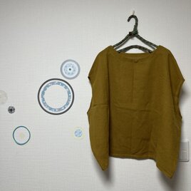 プルオーバーベスト  ウールガーゼ　マスタード　和がらし