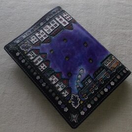 トラベラーズノートカバー 牛革、刻印＆拭き染め カードポケット付き