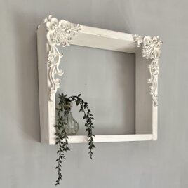 画鋲でO.K.!! アンティークウォールシェルフ BOX飾り棚 木製 壁面収納 ピュアホワイト ヨーロピアン