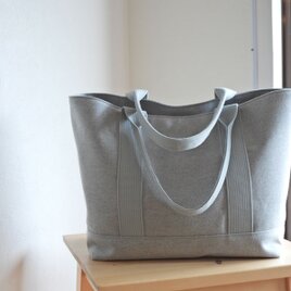 キャンバスシンプルトート　肩がけ用　スウェットのような  霜グレー
