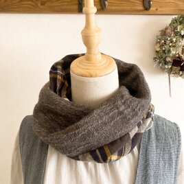 ＊リネンウールのスヌード＊起毛タータンチェック