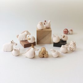 ☆1日1個限定受注☆[受注制作]　ミニ 十二支　干支12匹セット（素焼き　置物）