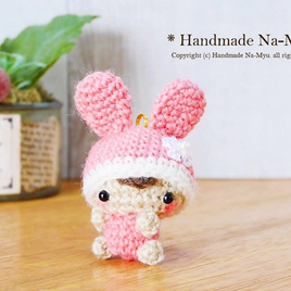 受注制作】あみぐるみ☆Halloweenうさぎちゃん・ピンクのお化け