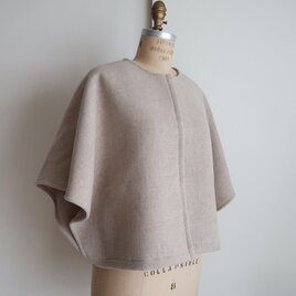 1点物♡ウールケープコート・ショート丈♡ super120sパイルメルトン ・エクリュベージュ・マント