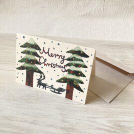 封筒付きグリーティングカード「もみの木」・切り絵