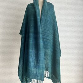 手織りストール　－深海　rokusyouー