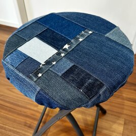 スツールカバー★椅子カバー★丸椅子カバー★デニムリメイク  ニトリ　ボンベイ