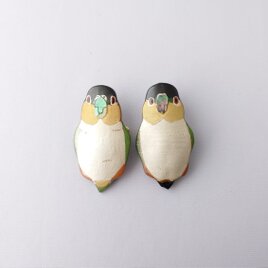 ズグロシロハラインコ(正面) 漆ブローチ