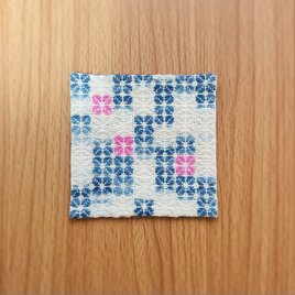コースター　四ツ葉　藍&ピンク②