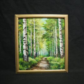 油絵 ミニ絵画【新緑の森】 | iichi 日々の暮らしを心地よくする