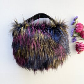 可愛い♡ブラック&カラーエコファー♪ラウンドバッグ＊軽量のコピー