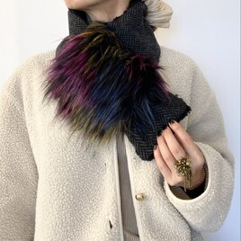 アクセサリー感覚の上品マフラー♪ブラック&カラー♡エコファーのコピー