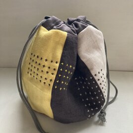 コロンとした巾着袋　yellow