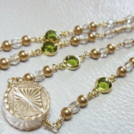 Exotic Moss Green&Gold☆Necklaceの画像