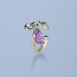 ピンクサファイアとアクアマリンのイヤカフ JE01701