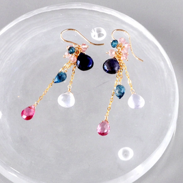 462 14kgf宝石質ブルートパーズピアス　カイヤナイトムーンストーンチャーム 462 14kgf宝石質ブルートパーズピアス カイヤナイトムーンストーンチャーム