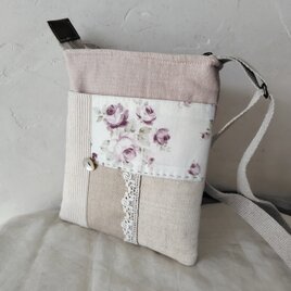 アンティークレースパッチワークハート型サシェ・オーナメントb