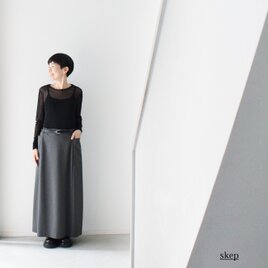 マチありロングスカート：グレー［SK59LSGY］