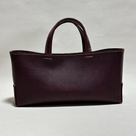 【在庫品・即納可能】イタリア製牛革のしっかり横長トートバッグ（ボルドー・Mサイズ）