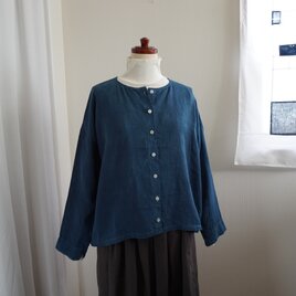 HUIS　シャトルリネン　ショートカーディガン　無地