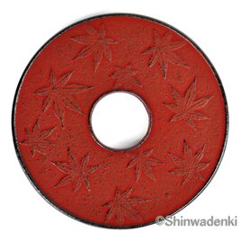 【お取り寄せ】南部鉄器 鍋敷き 釜敷 楓 えび茶色 13.5cm 日本製