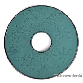 【お取り寄せ】南部鉄器 鍋敷き 釜敷 楓 緑青 13.5cm 日本製