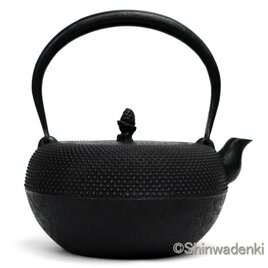 南部鉄器 鉄瓶兼用急須 5型新アラレ0.65L 茶漉し付 黒焼付仕上 日本製